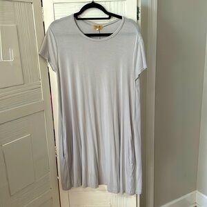 Light Grey sheath Piko Dress with Pockets